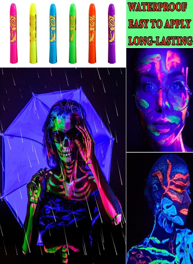 BKPPLZP 6 Pcs Glow in the Dark Face Body Paint,Blacklight Neon Face & Body Paints,Easily Cleanable Paint Set Neon Makeup Glow in the Dark Party Supplies A - Image 5